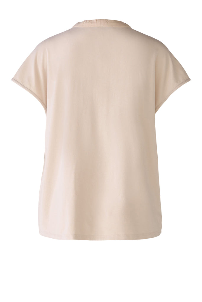 Oui Beige Casual Short Sleeve Pocket Top From Back