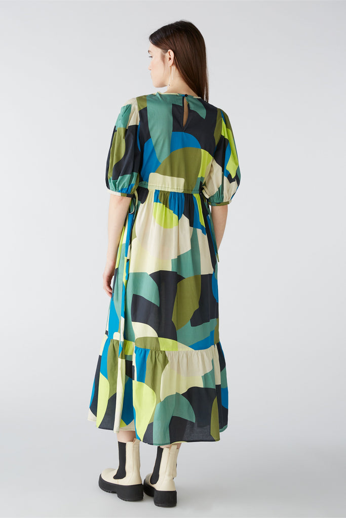 Oui Green Print Cotton Voile Maxi Dress From The Back