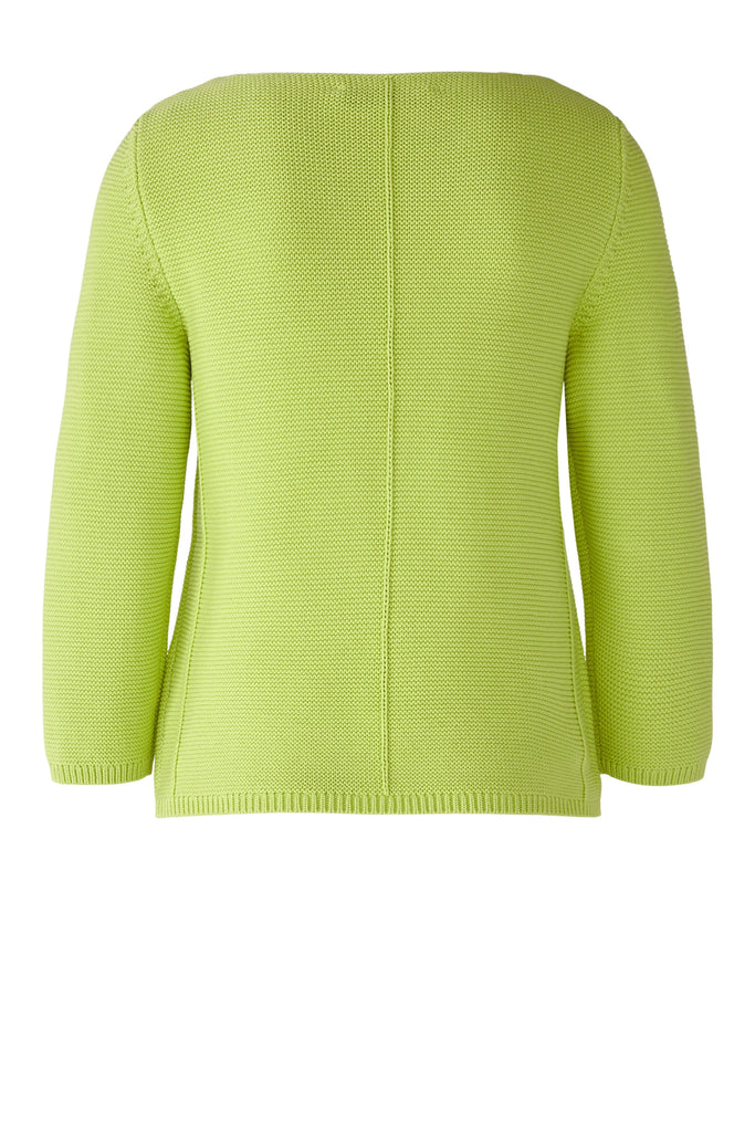 Oui Scoop Neck Ribbed Knit Seam Front Jumper lime From Back