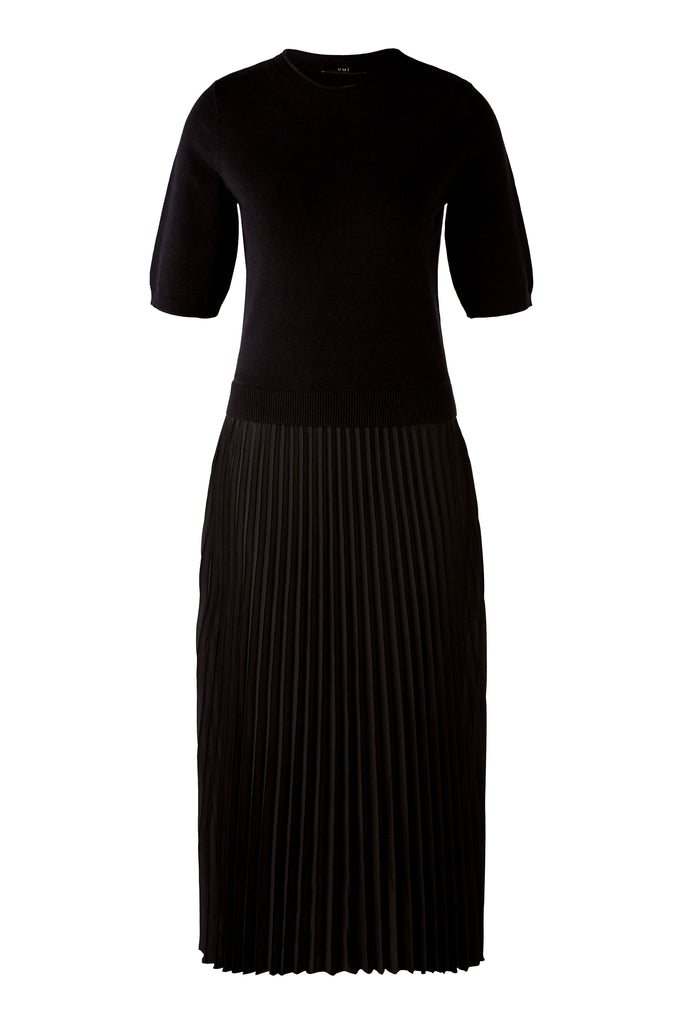 Oui Black Pleated Midi Dress