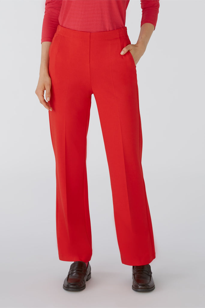 Oui Red Seam Front Heavy Jersey Trousers  With Pockets 
