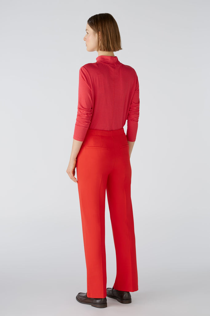 Oui Red Seam Front Heavy Jersey Trousers From The Back