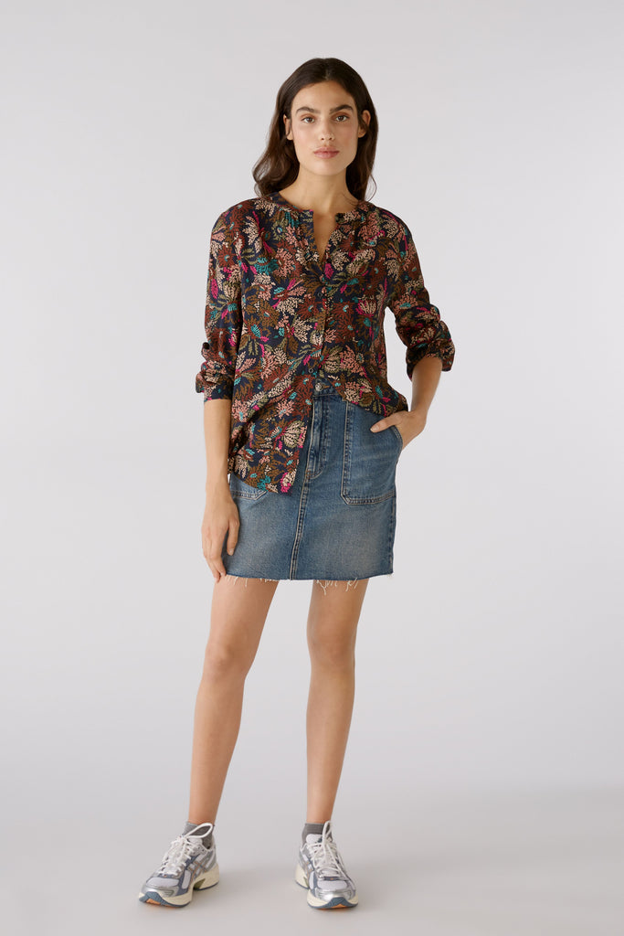 Oui Multi-colour Bronze Abstract Floral Print Shirt