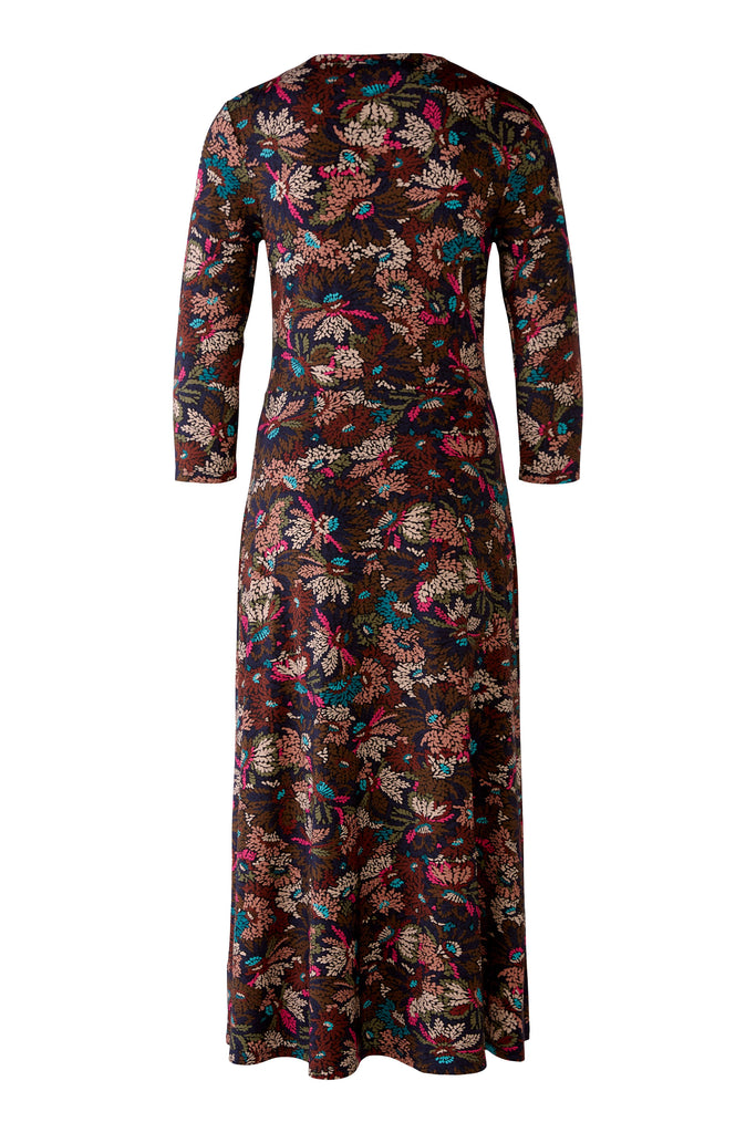 Oui Bronze Abstract Floral Print Midi Dress From The Back