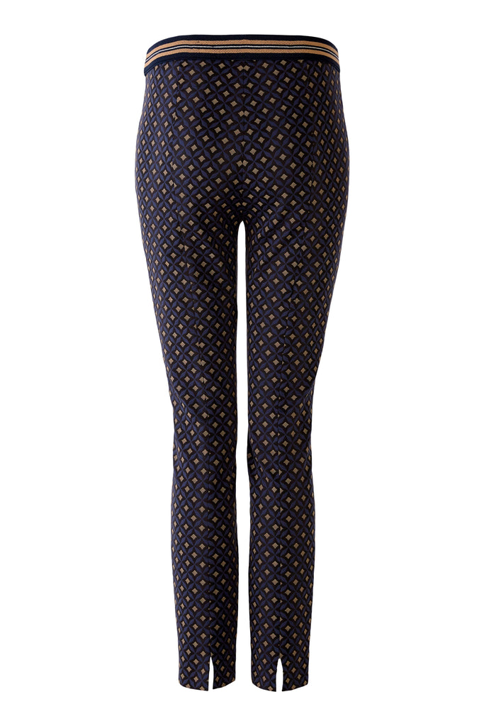 Oui Navy Diamond Square Print Trousers