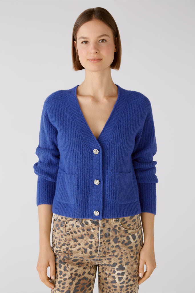 Oui Knitted Patch Pocket Cardigan For Ladies