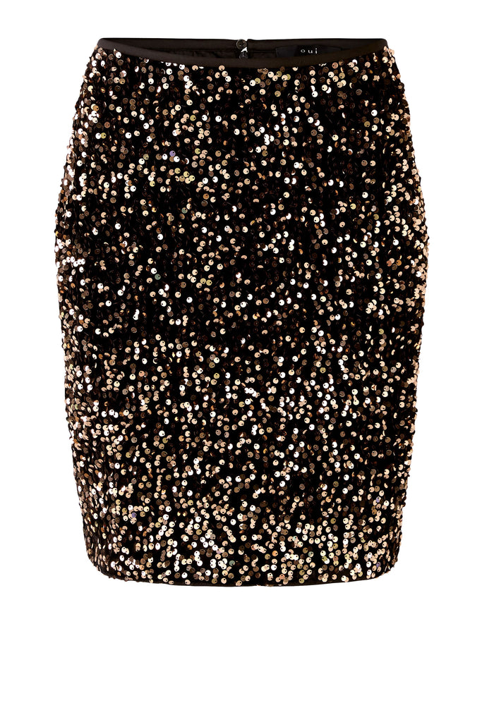 Oui Black Sequin Mini Skirt