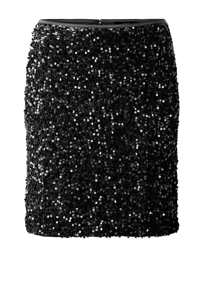Oui Black Sequin Mini Skirt From Back