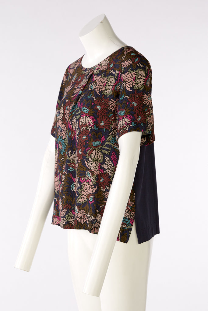 Oui Bronze Abstract Floral Print Casual Top For Women