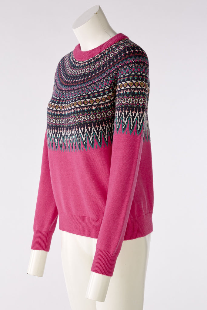 Oui Pink Norwegian Style Knitted Jumper