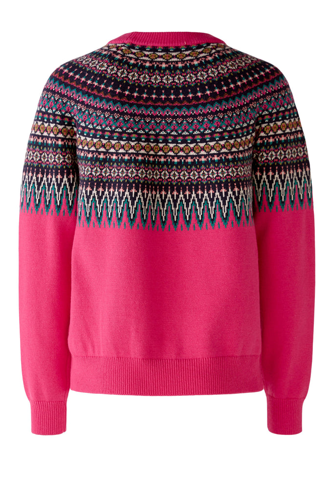 Oui Pink Norwegian Style Knitted Jumper Back