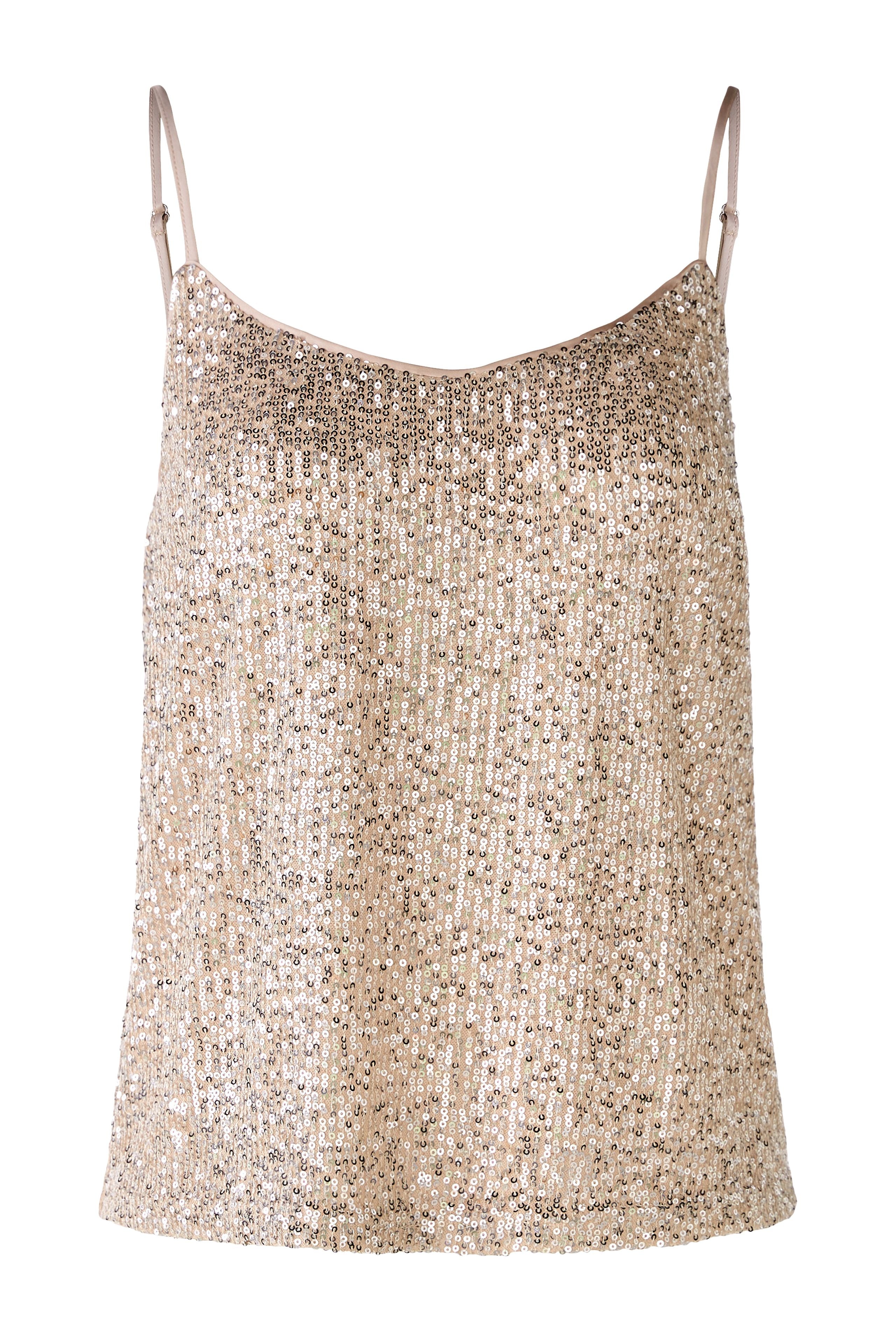 Oui Champagne Gold Sequin Cami Top Party Outfits For Women