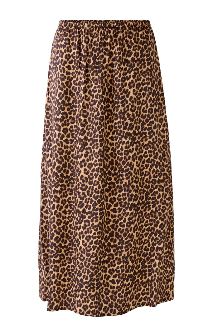 Oui Leopard Print Midi Skirt With Elasticated Waist