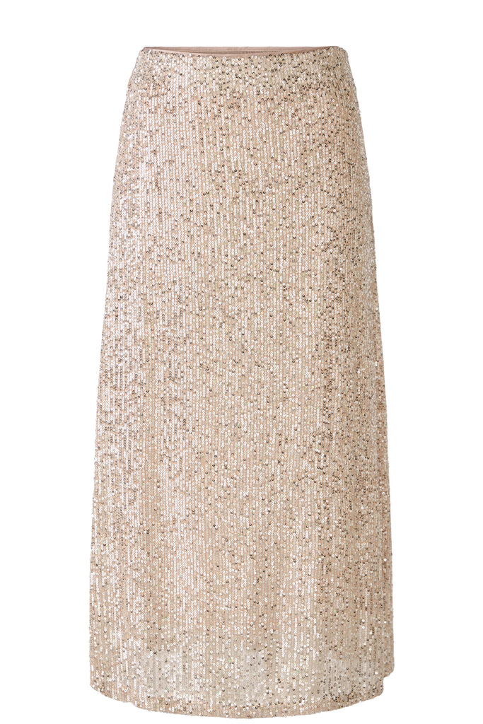 Oui Champagne Gold Sequin Midi Skirt