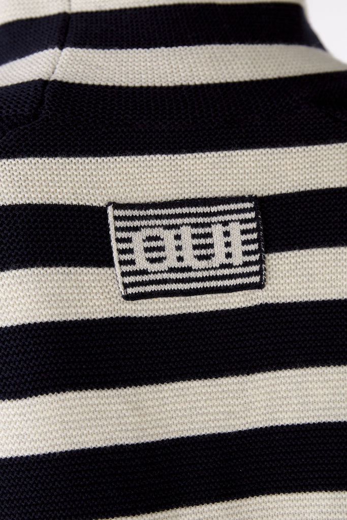 Oui Striped Cowl Neck Jumper With Logo Badge At Back
