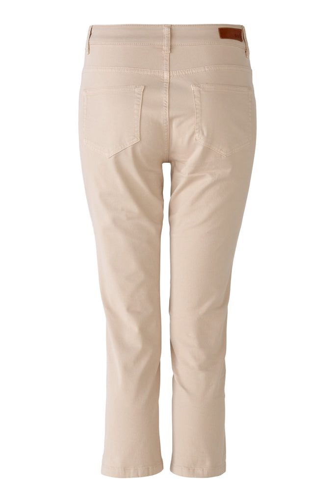 Oui Beige Stretch Cotton Capri Trousers From Back