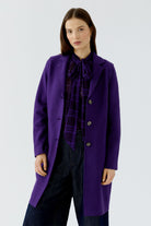     Oui Mayson royal purple boiled wool coat front view