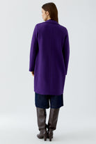Oui royal purple straight fit wool coat back view
