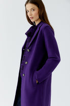 Oui royal purple single-breasted wool coat side view