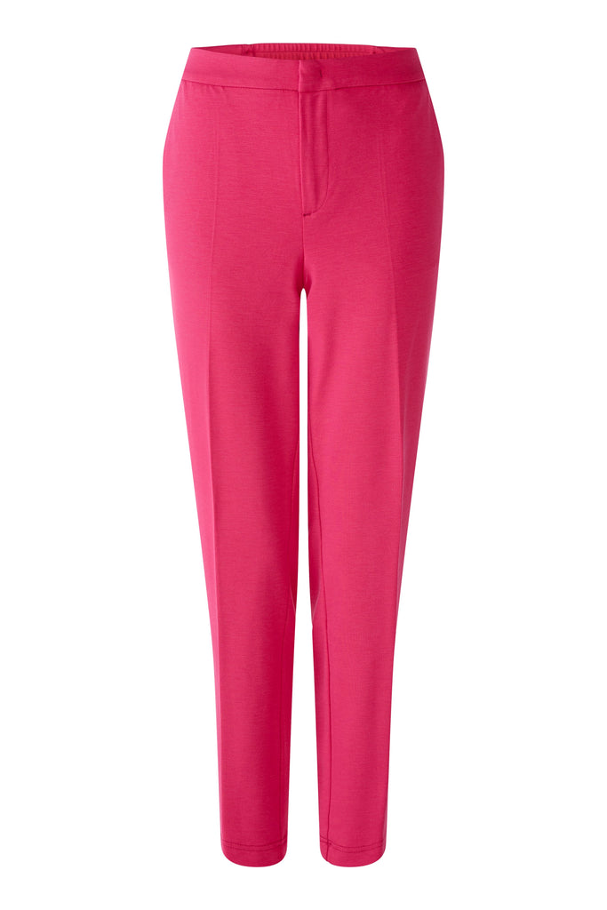 Oui Fuschia Pink Seamed Tapered Leg Trousers With Elasticated Waist 