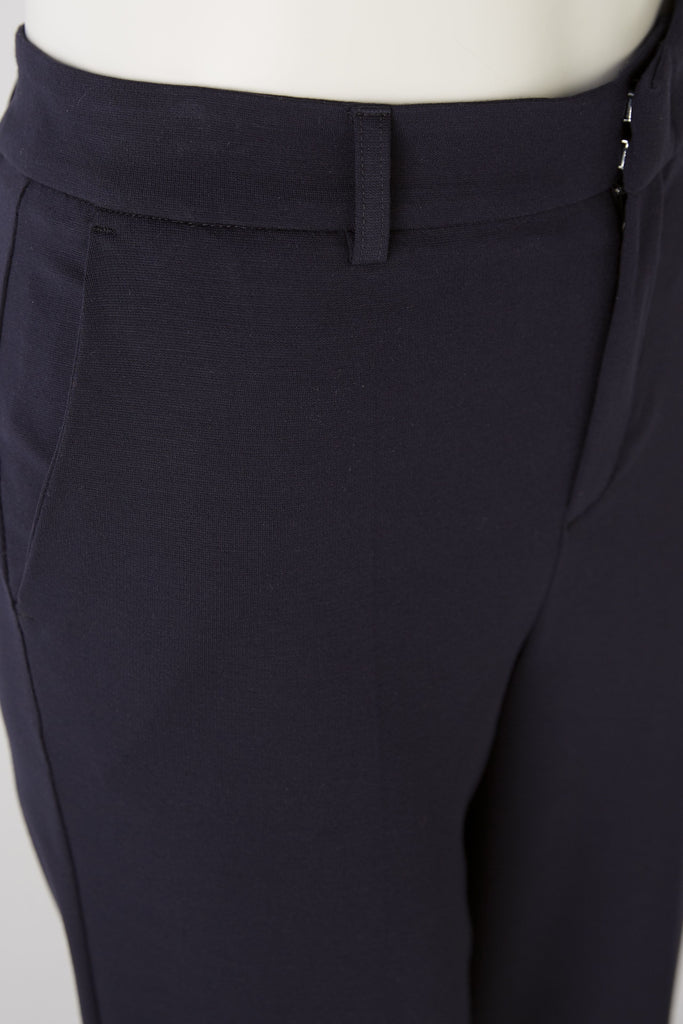 Oui Navy Slim Leg Trousers With Elasticated Waist