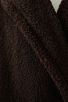 Oui brown teddy coat – soft textured fabric close-up