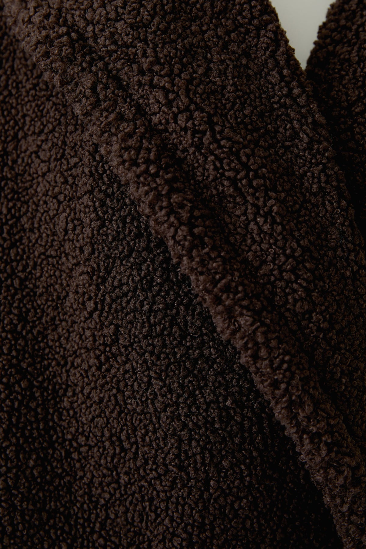 Oui brown teddy coat – soft textured fabric close-up