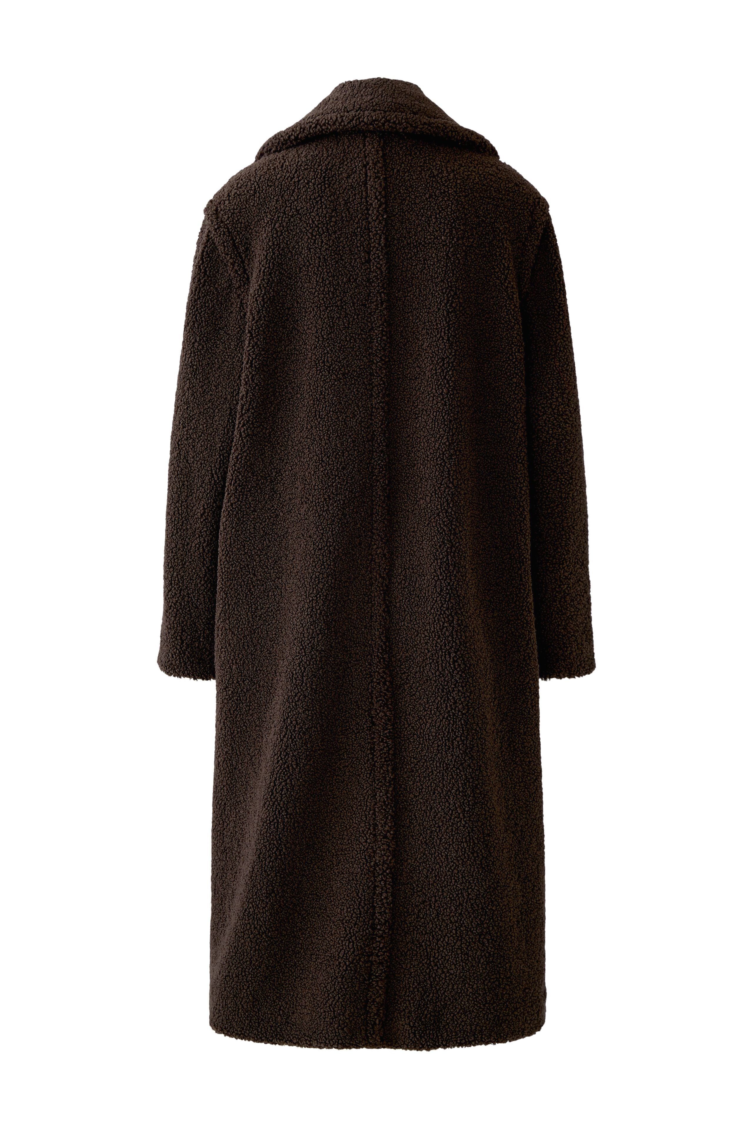 Oui brown longline teddy coat – back product view
