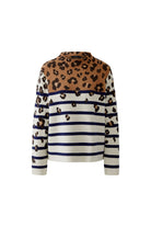 Oui Stripe Leopard Print Jumper with stripe print - back view 