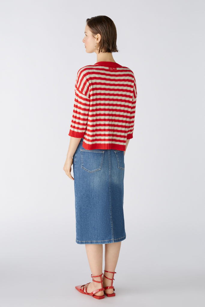 Oui Red/White Stripe Chilli Jumper From The Back