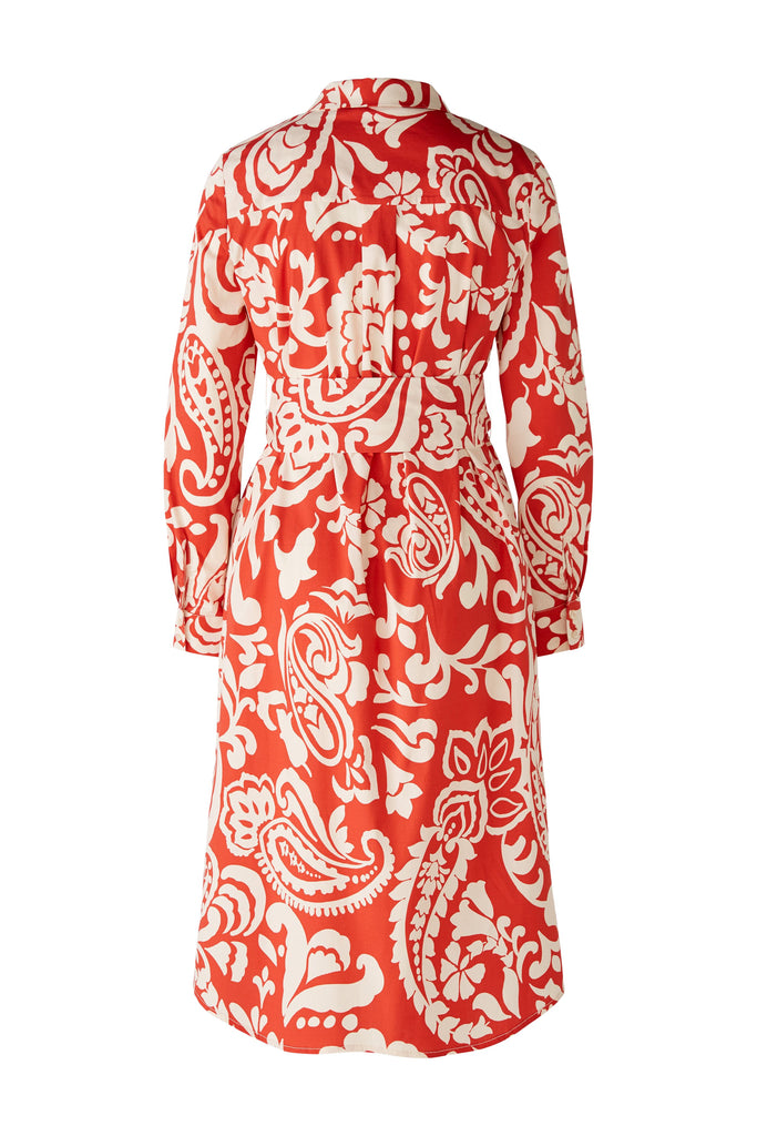 Oui Orange Ethnic Print Belted Shirt Dress From The Back