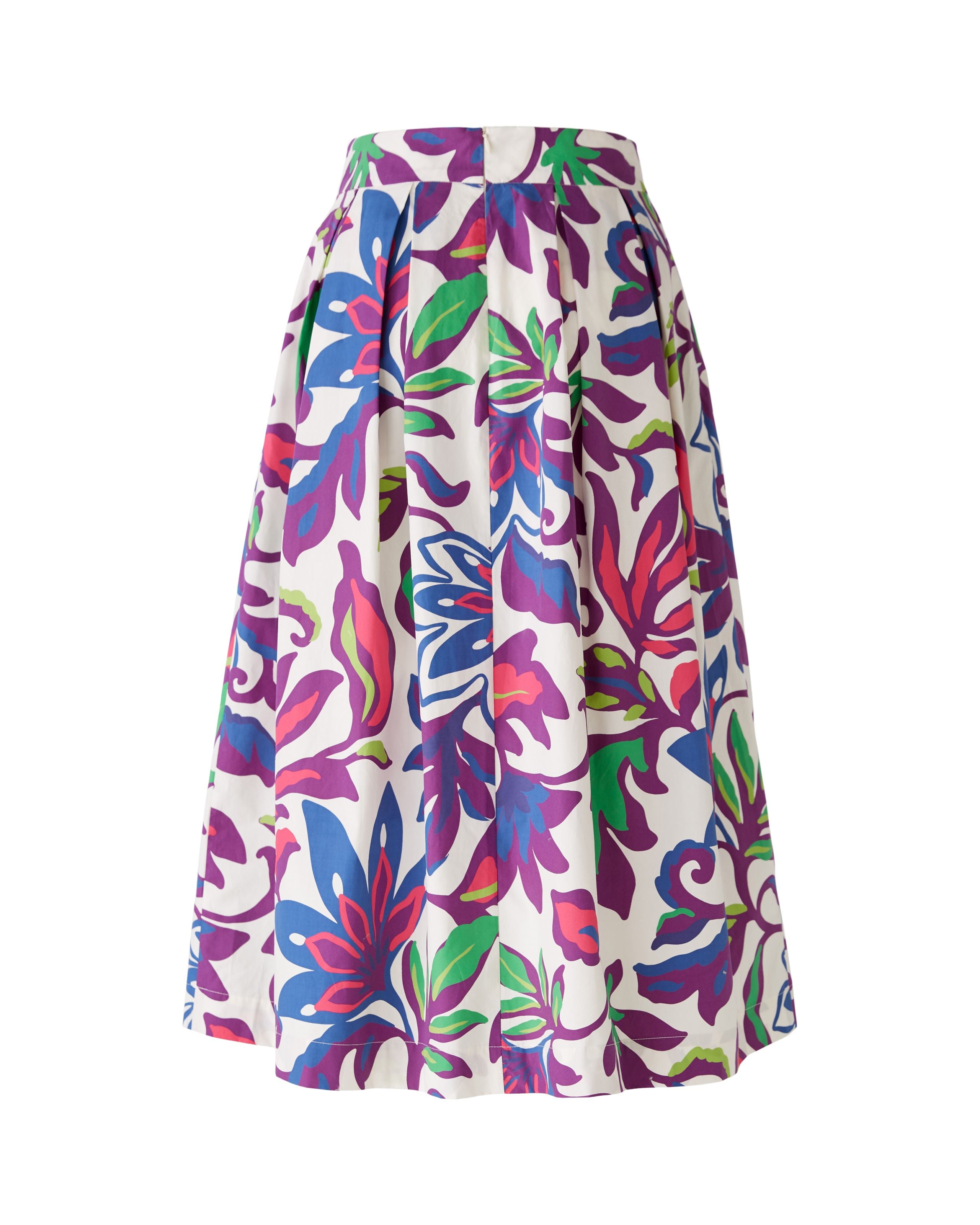 Oui Cotton Purple Print A-line Midi Skirt  Back