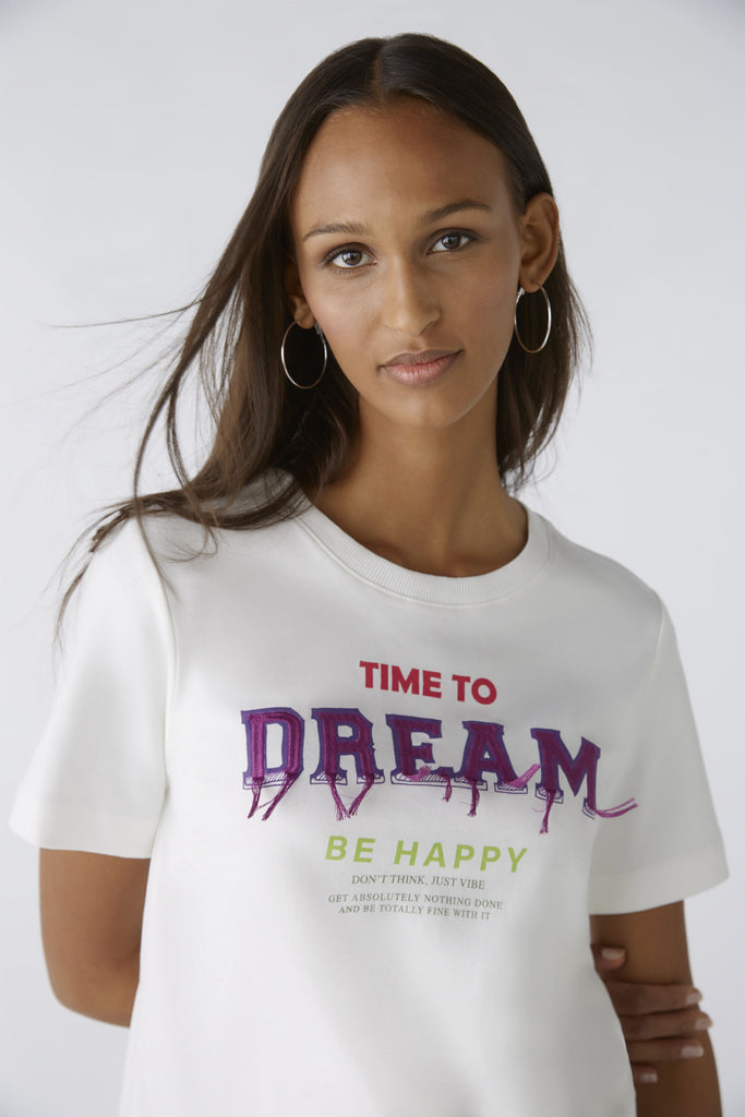Oui White Time To Dream Slogan Top