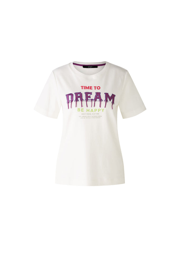 Oui White Time To Dream Embroidered Tassel Slogan T-shirt