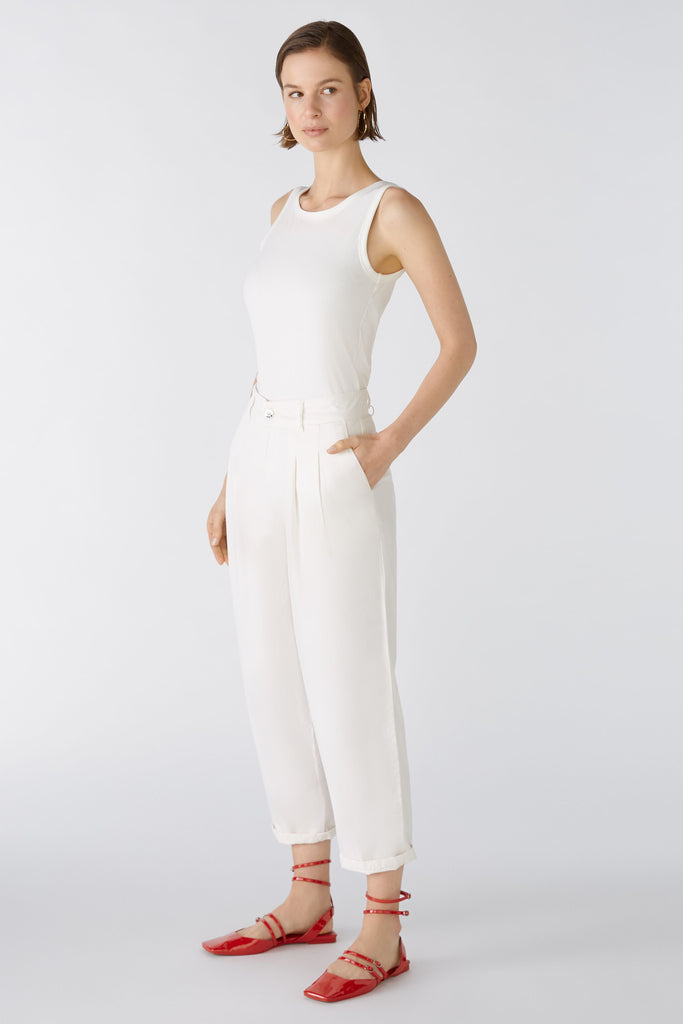 Oui Off White Relaxed Fit Chino Trousers With Pockets