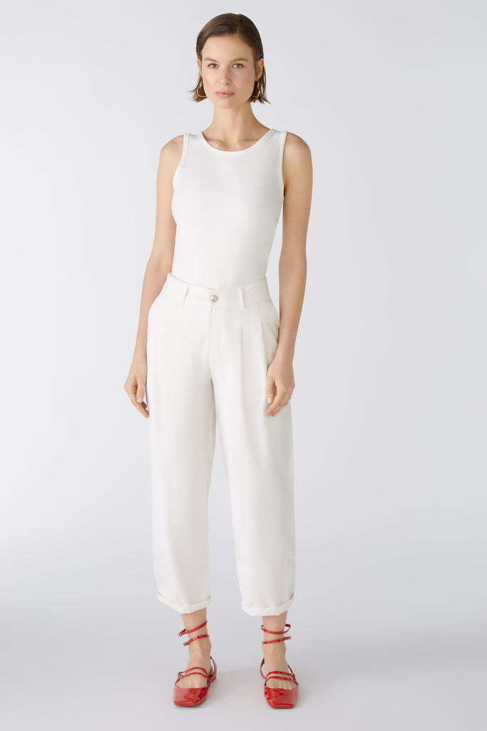 Oui Off White Relaxed Fit Chino Trousers