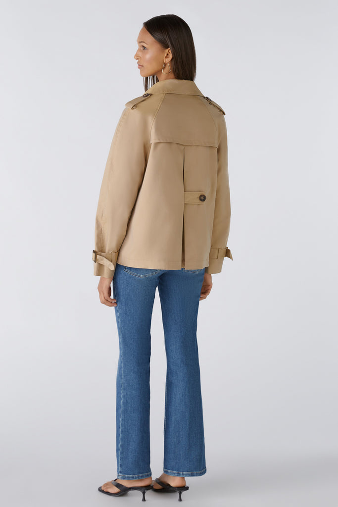 Oui Camel Short Trench Style Jacket From The Back