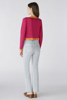 Oui Colour Block Cotton Cardigan From back