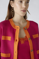 Oui Pink/Orange Colour Block Cotton Cardigan