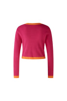 Oui  Colour Block Cotton Cardigan In Pink/Orange - Back