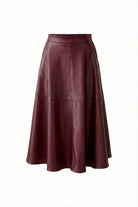 Oui Bramble Berry faux leather A-line midi skirt – product front view