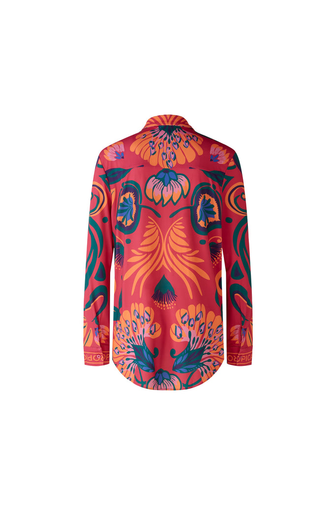 Oui Pink/Orange Silky Touch Floral Print Shirt - Back