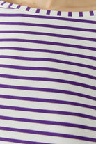 Oui purple and white stripe cotton modal top fabric detail