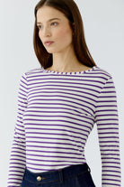 Oui Sumiko striped top close-up showing knitted stripe detail