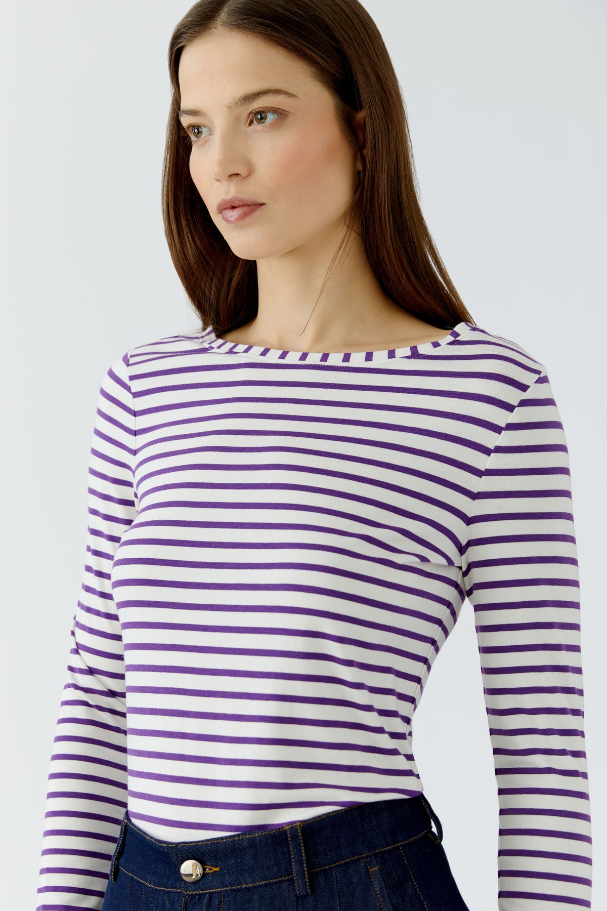 Oui Sumiko striped top close-up showing knitted stripe detail