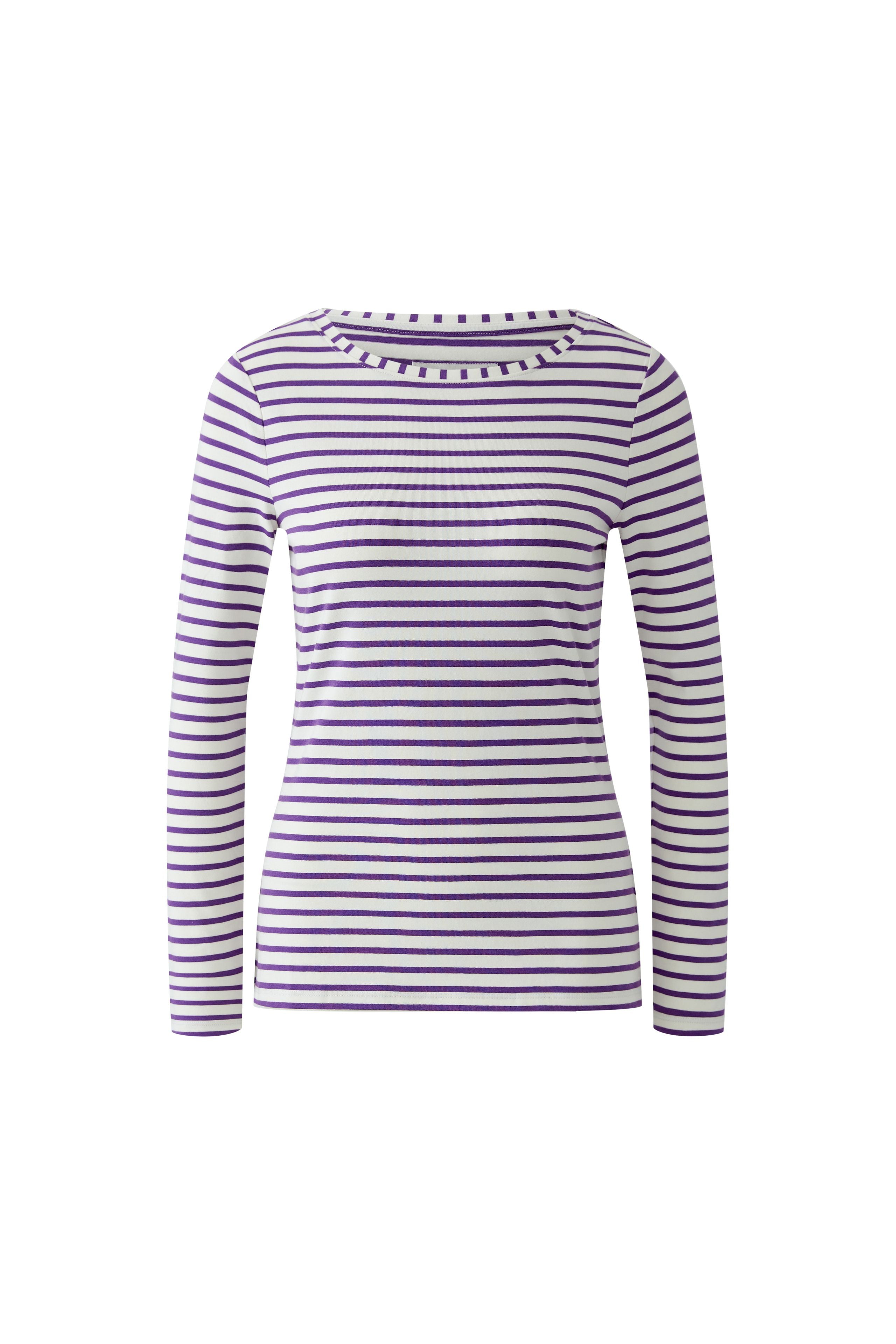 Oui Sumiko purple and white striped top product front view