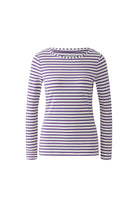 Oui Sumiko purple and white striped top product front view