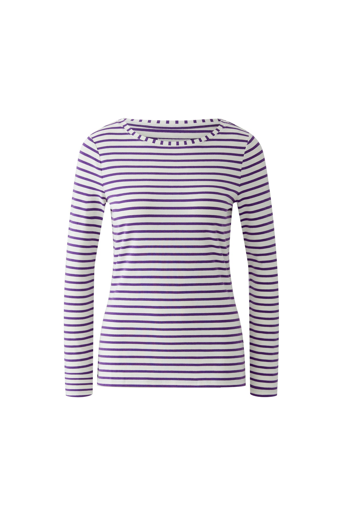 Oui Sumiko purple and white striped top product front view
