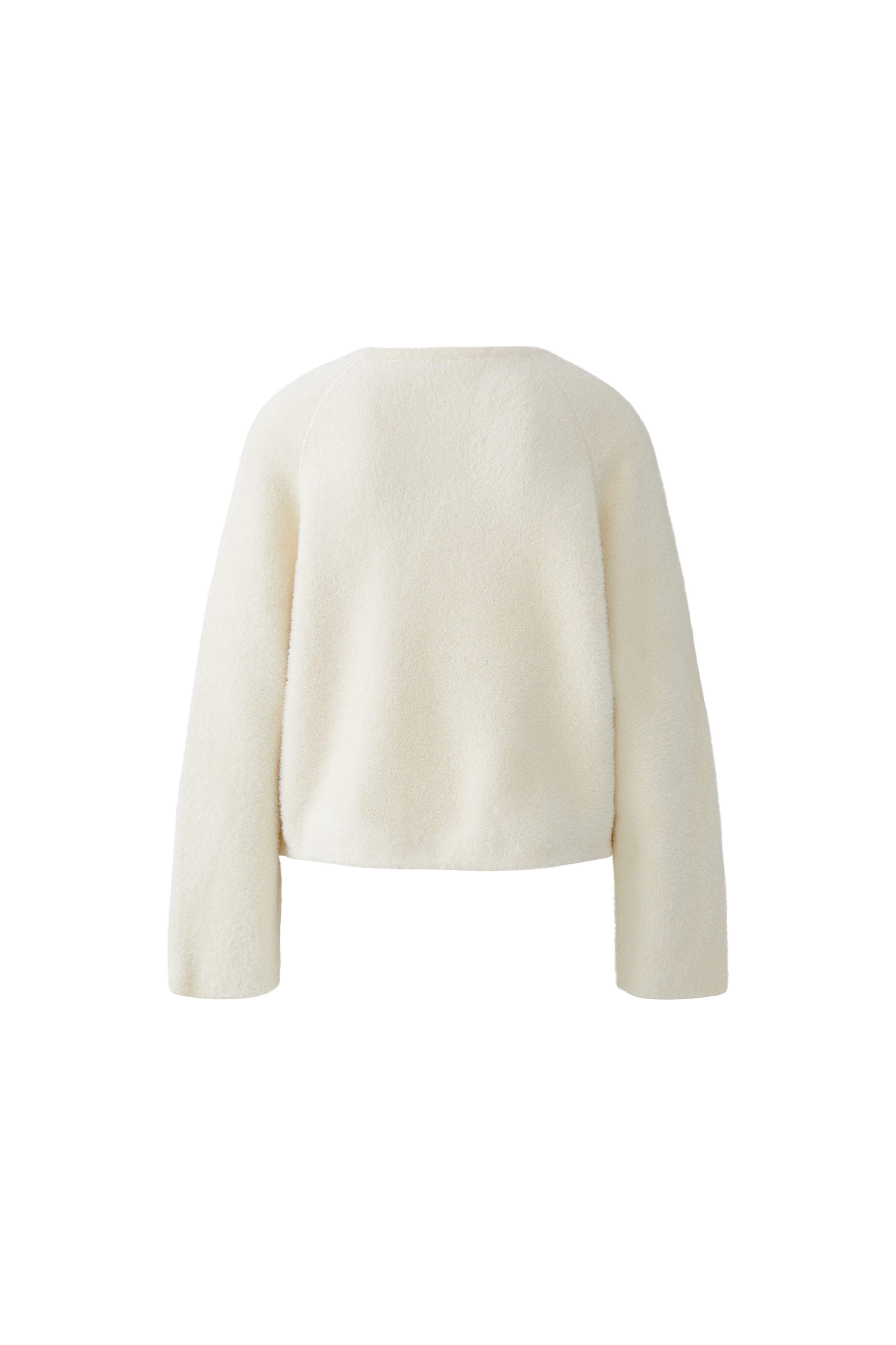 Oui ecru bouclé jumper with drawstring hem - back view