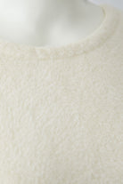 Oui ecru bouclé jumper with smart crew neckline 